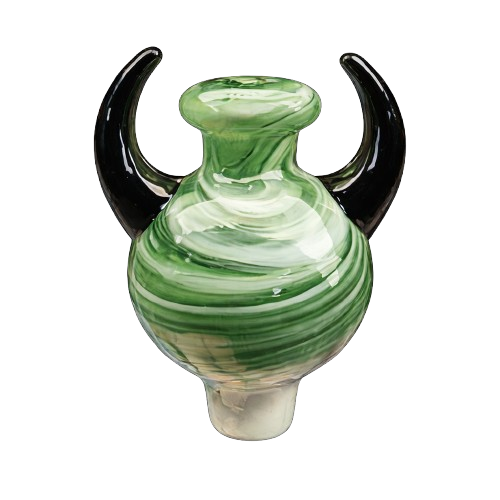 glass carb cap green and black handmade dabbing accessory