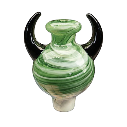 glass carb cap green and black handmade dabbing accessory