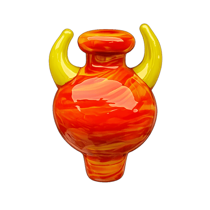 glass carb cap orange, red and yellow handmade for dabbing
