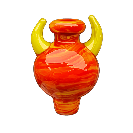 glass carb cap orange, red and yellow handmade for dabbing
