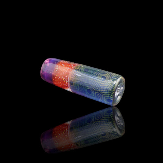 handmade glass tip 11.8mm side view geometric pattern colored glass
