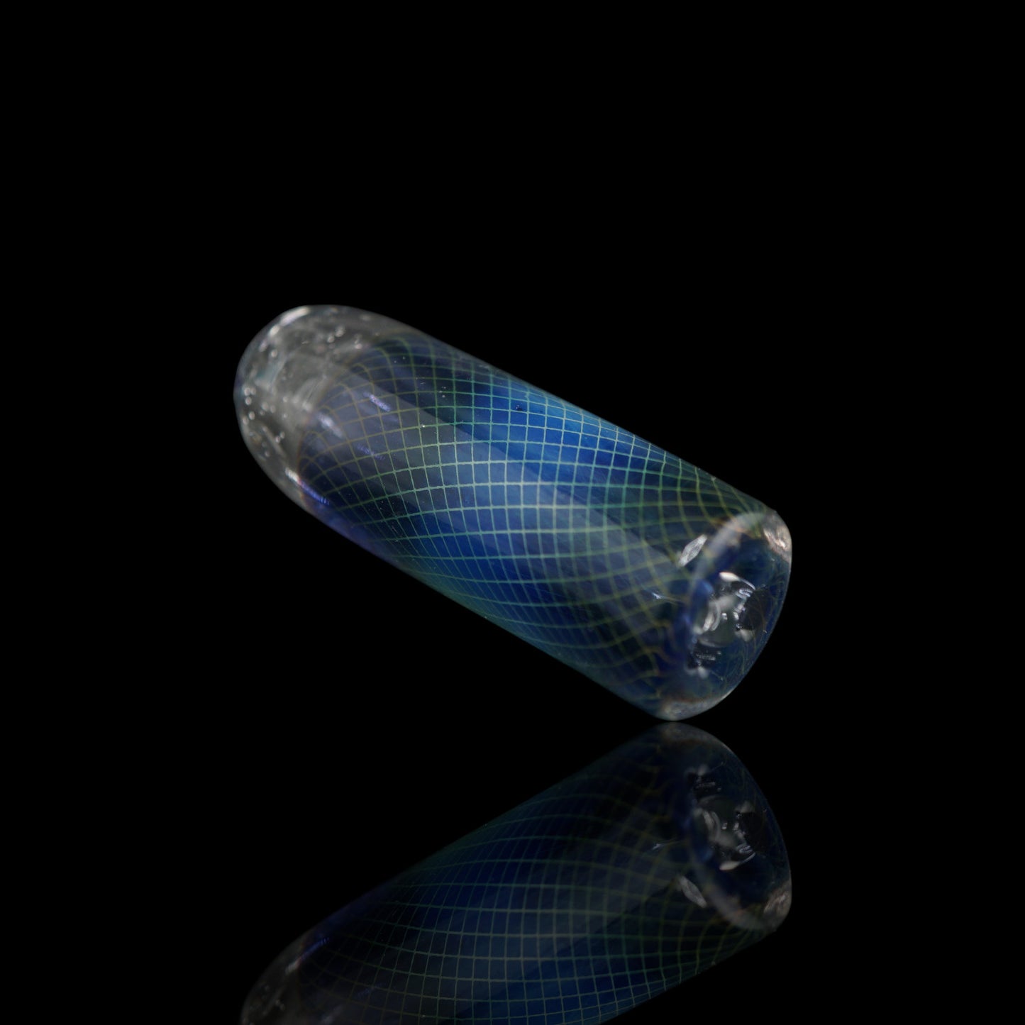 handmade glass tip 12.6mm geometric pattern side view