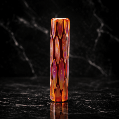 Glastip 10,7 mm Glasfilter für Joints von stevehglass mit rot-orange Muster