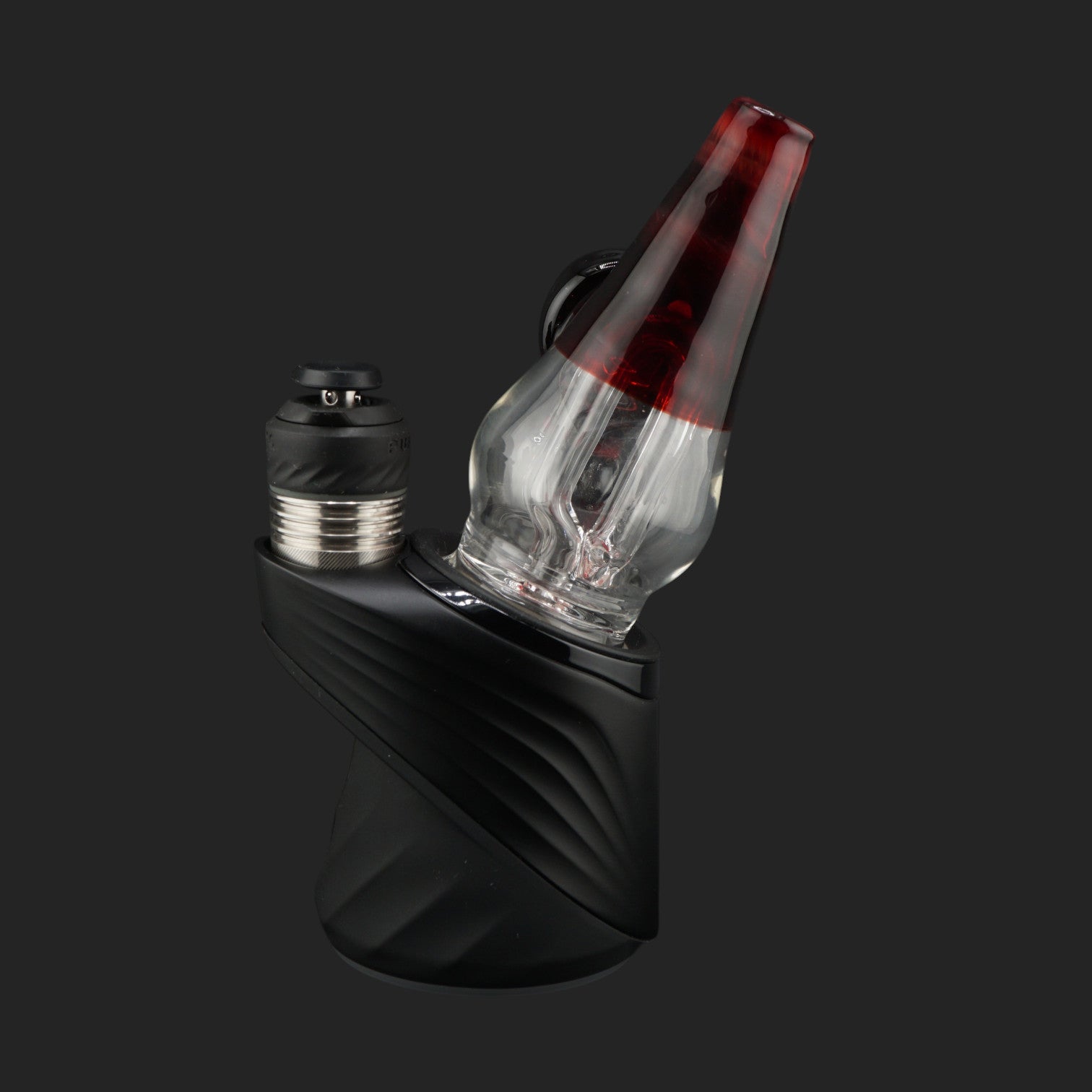 Rear angle of the Mind Blowing Glass Crimson Watch wet top highlighting the ruby glass neck and sculpted eye detail.
