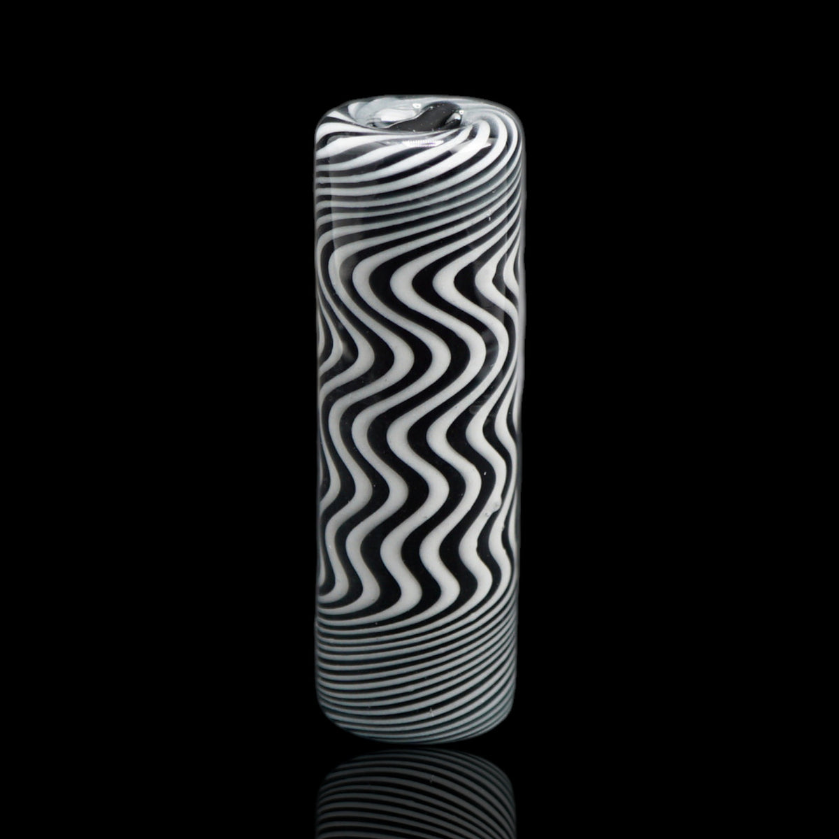 Jcreature Glass Monochrome Pulse Glastip mit schwarz-weißem Wellenmuster und fein gestreiften Enden