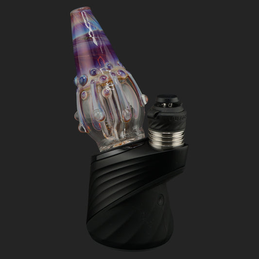 Rear profile of the Jelly Veil handmade wet top highlighting the transparent chamber and sculptural glass accents.