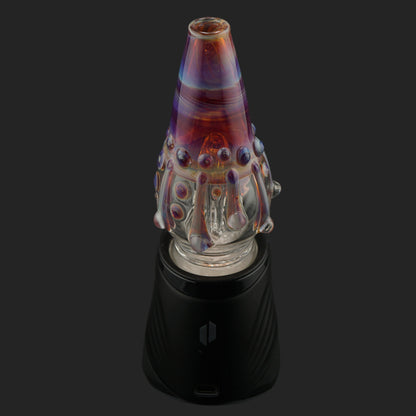 Front view of the Jelly Veil wet top featuring iridescent purple glass and intricate handcrafted glass details.