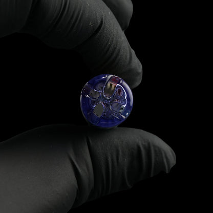 End view of the Leisure Glass Blue Pulse Hypnotech glass tip showing its glass filter structure and airflow openings