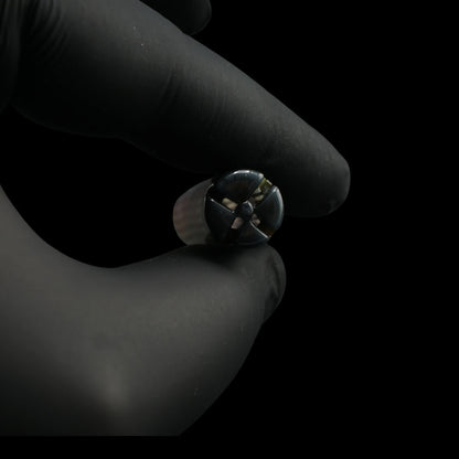 End view of the Leisure Glass Silver Spectrum Hypnotech glass tip showing its cross-shaped glass structure and airflow openings