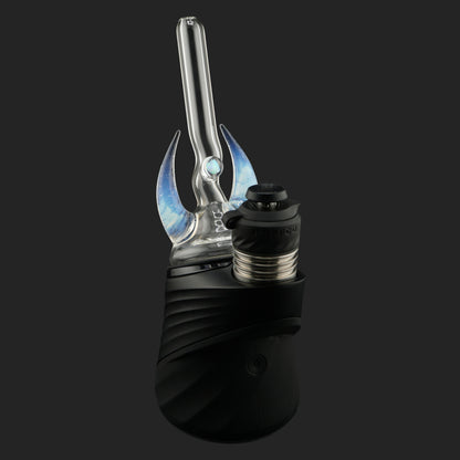 Magizle Glass Crescent Horns Blue Dry Top front view with curved blue glass horns and opal