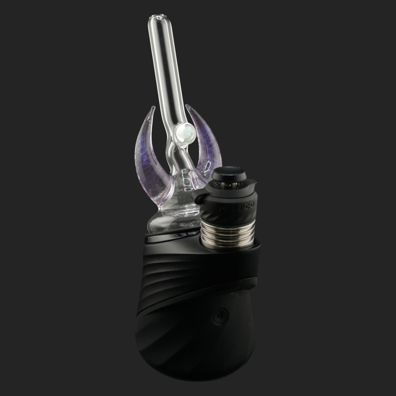 Magizle Glass Crescent Horns Purple Dry Top front view with curved purple glass horns and opal