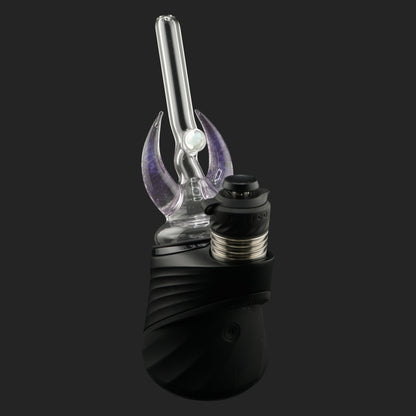 Magizle Glass Crescent Horns Purple Dry Top front view with curved purple glass horns and opal