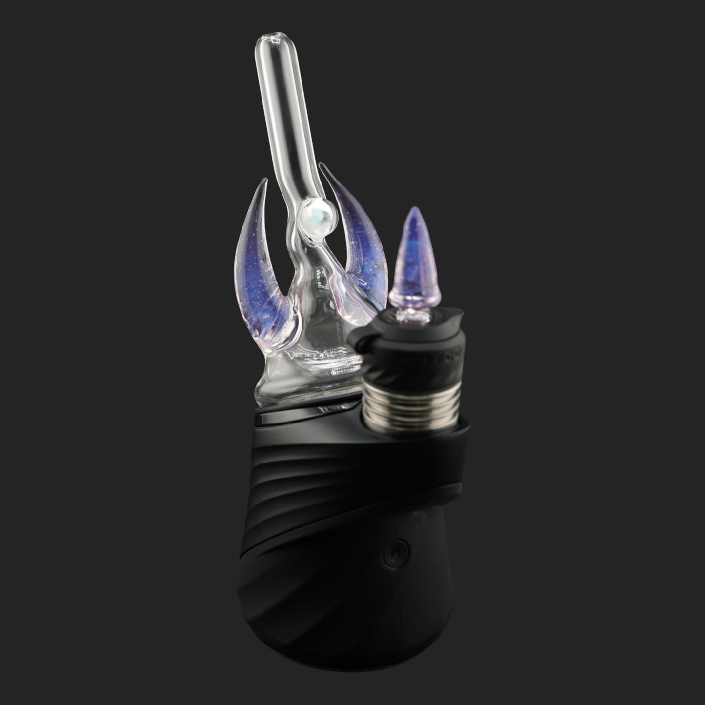 Magizle Glass Eclipse Horns Dry Top front view with two curved purple glass horns and opal