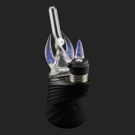 Magizle Glass Eclipse Horns Dry Top front view with two curved purple glass horns and opal