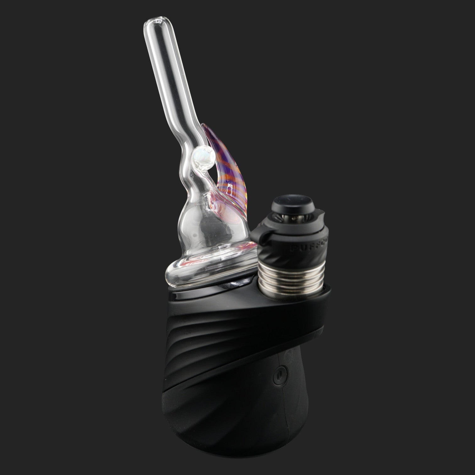 Magizle Glass Helix Horn Dry Top front view with purple orange glass horn and opal