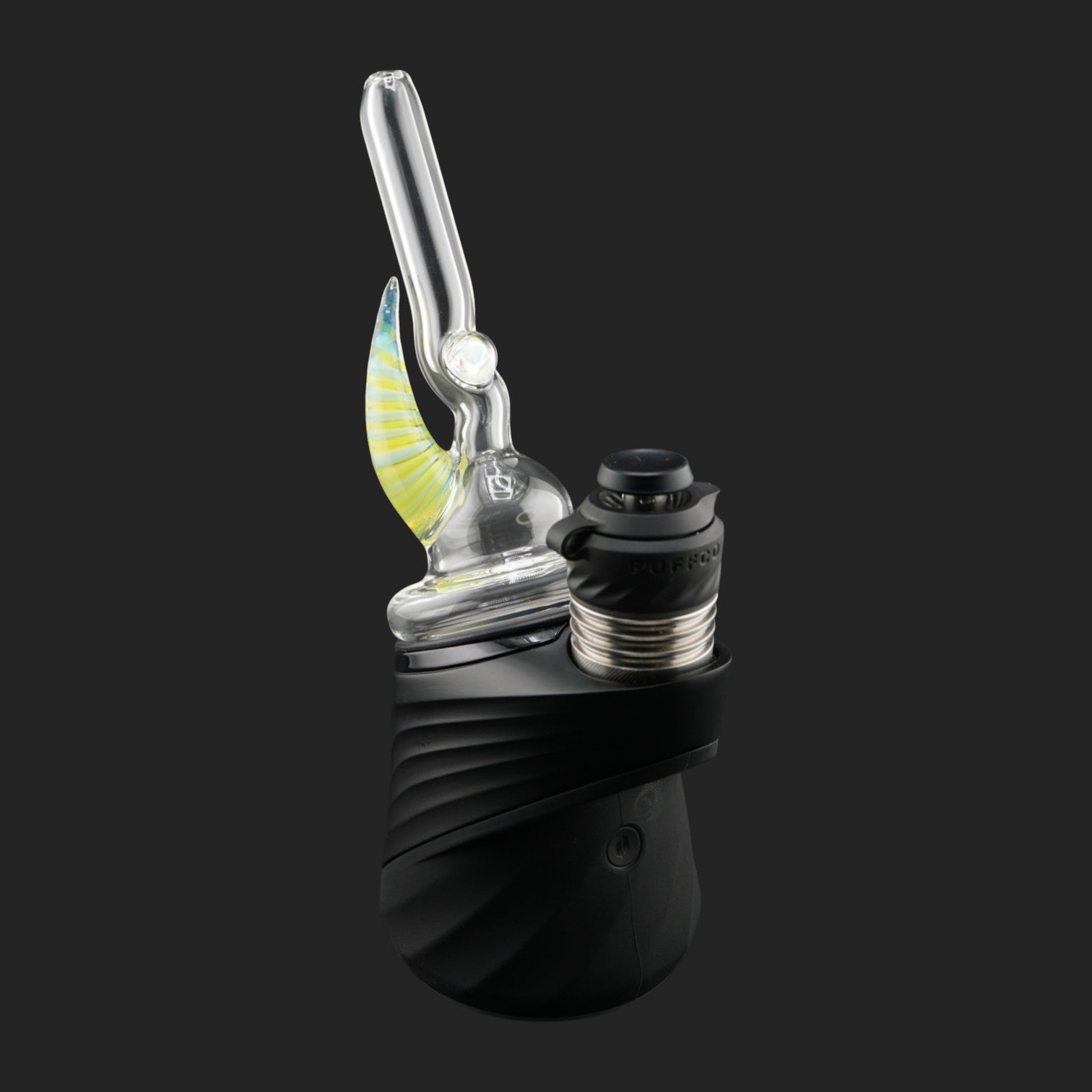 Magizle Glass Helix Horn Dry Top front view with yellow green glass horn and opal