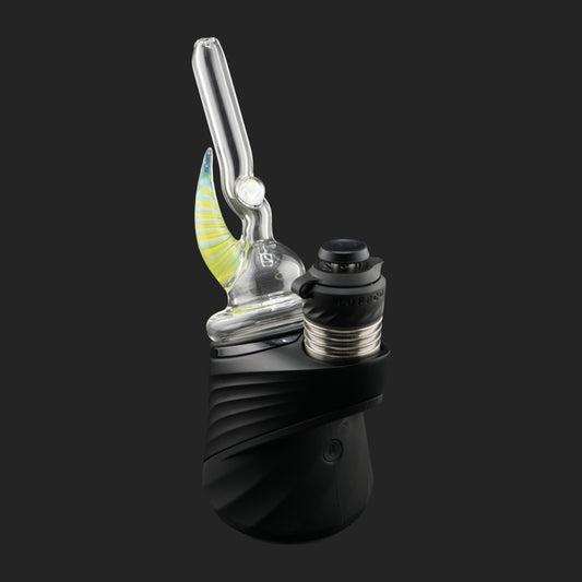 Magizle Glass Helix Horn Dry Top front view with yellow green glass horn and opal