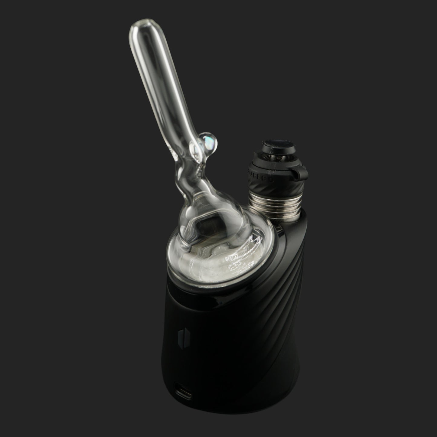 Side view of Magizle Glass Pure Eye Dry Top with clear glass body and opal detail