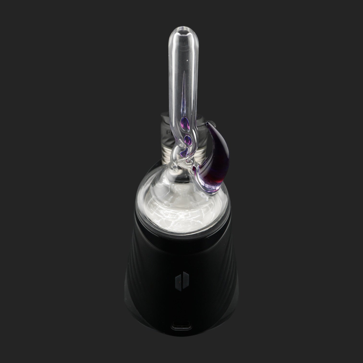 Magizle Glass Triple Eye Purple Puffco Peak Dry Top back view with handcrafted purple glass details