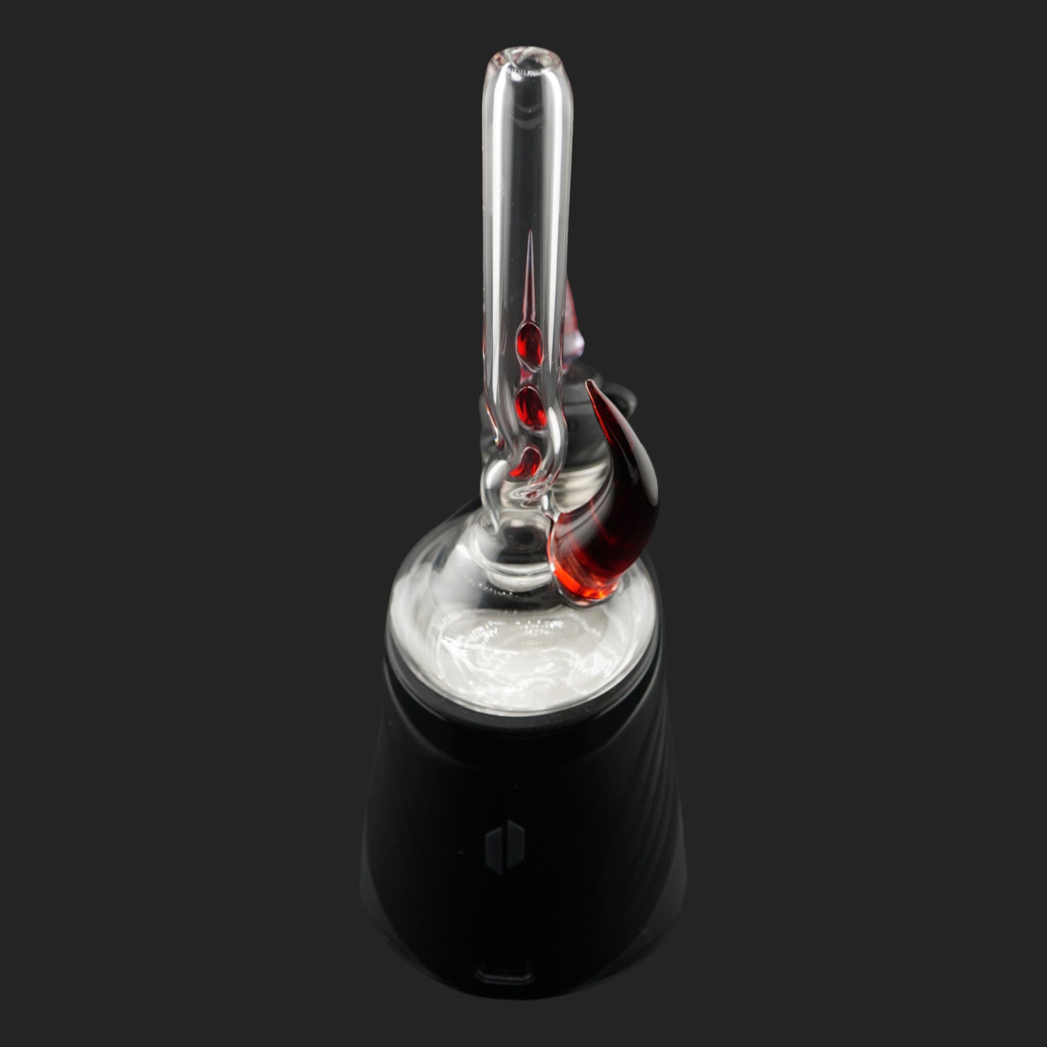 Magizle Glass Triple Eye Red Puffco Peak Dry Top back view with handcrafted red glass details