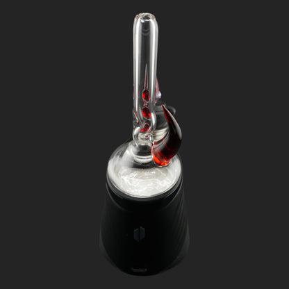 Magizle Glass Triple Eye Red Puffco Peak Dry Top back view with handcrafted red glass details