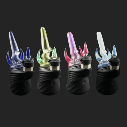 Magizle Glass Twin Peaks Dry Tops in Blue Green Pink and Ghost with twin glass horns and opals