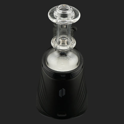 Handmade Mind Blowing Glass Crystal Column Dry Top for Puffco Peak Pro shown at an angle
