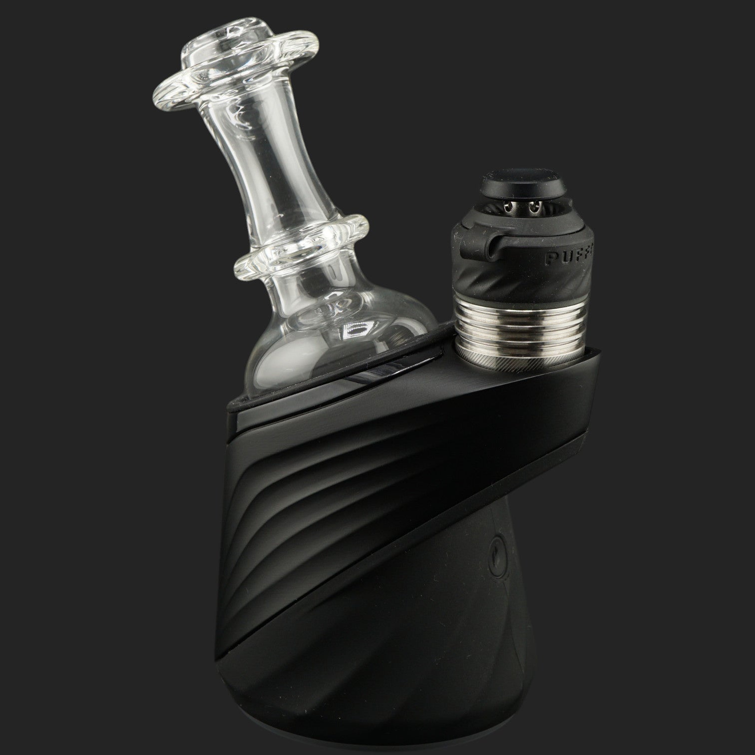 Mind Blowing Glass Crystal Column clear Dry Top for Puffco Peak and Peak Pro shown from the side