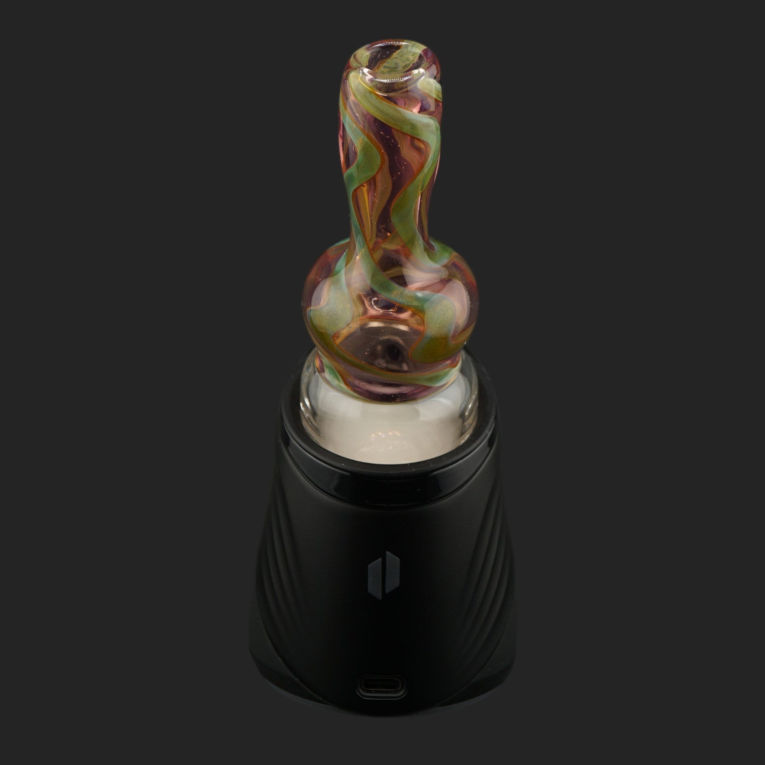 Front view of the Mind Blowing Glass Mystic Moss Dry Top for Puffco Peak and Peak Pro