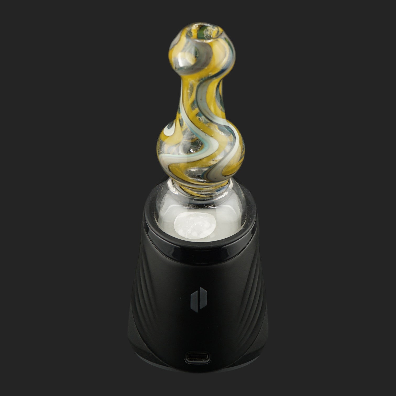 Front view of the Mind Blowing Glass Silver Nectar Dry Top for Puffco Peak and Peak Pro