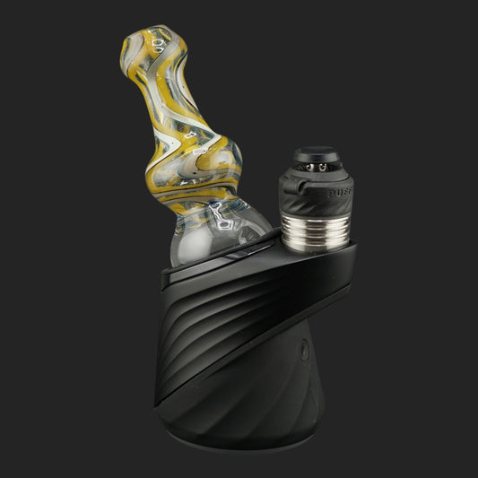 Mind Blowing Glass Silver Nectar Dry Top with gold, silver and white linework for Puffco Peak Pro