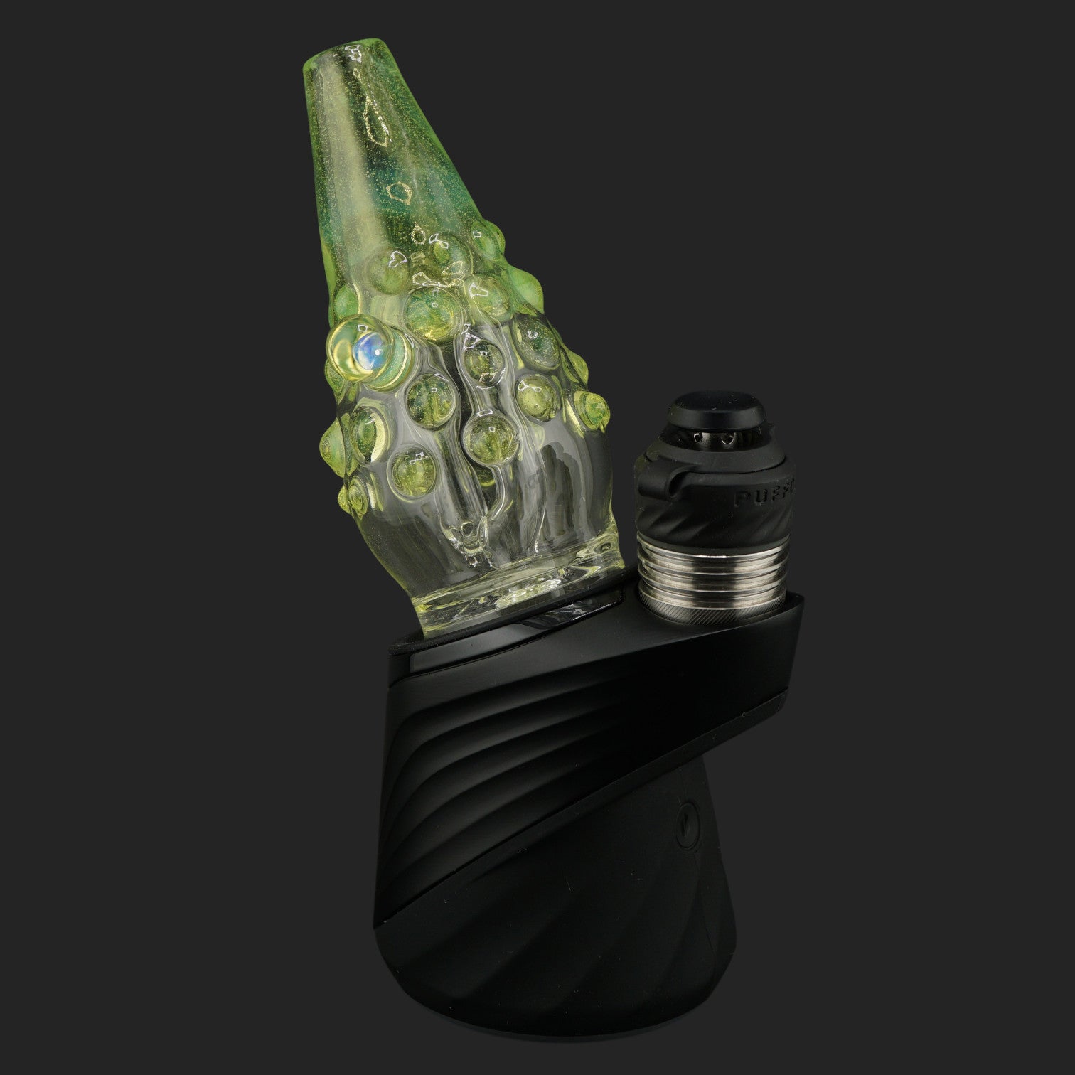 Mind Blowing Glass Venom Drip 109 mm wet top with green and yellow dripping glass design for Puffco Peak Pro