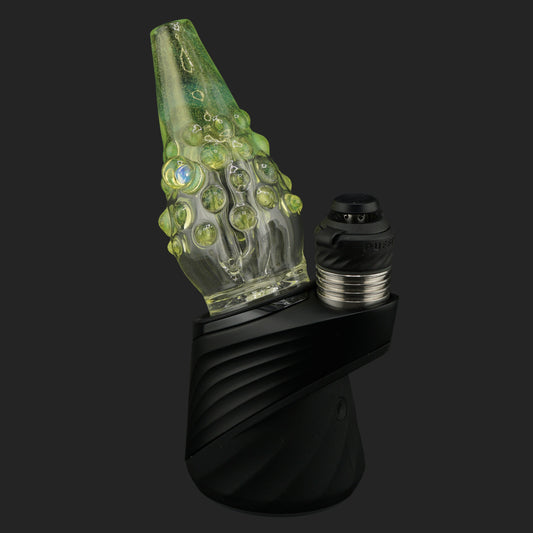 Mind Blowing Glass Venom Drip 109 mm wet top with green and yellow dripping glass design for Puffco Peak Pro