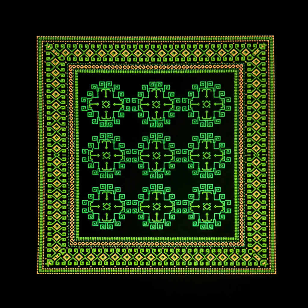 Basel Bitcarpet 12 moodmat glow in the dark screen print