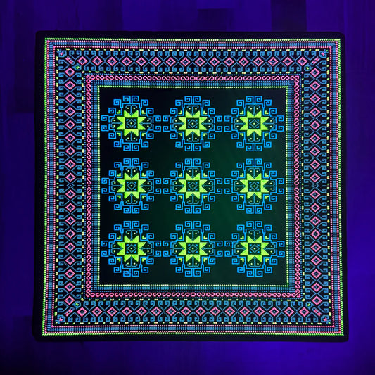 Basel Bitcarpet 12 moodmat with UV reactive glow in the dark screen print