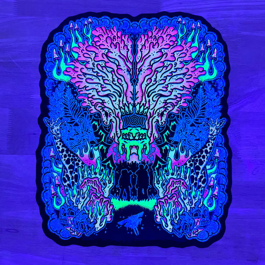 Fungal moodmat with UV reactive glow in the dark screen print by darkmountaincult