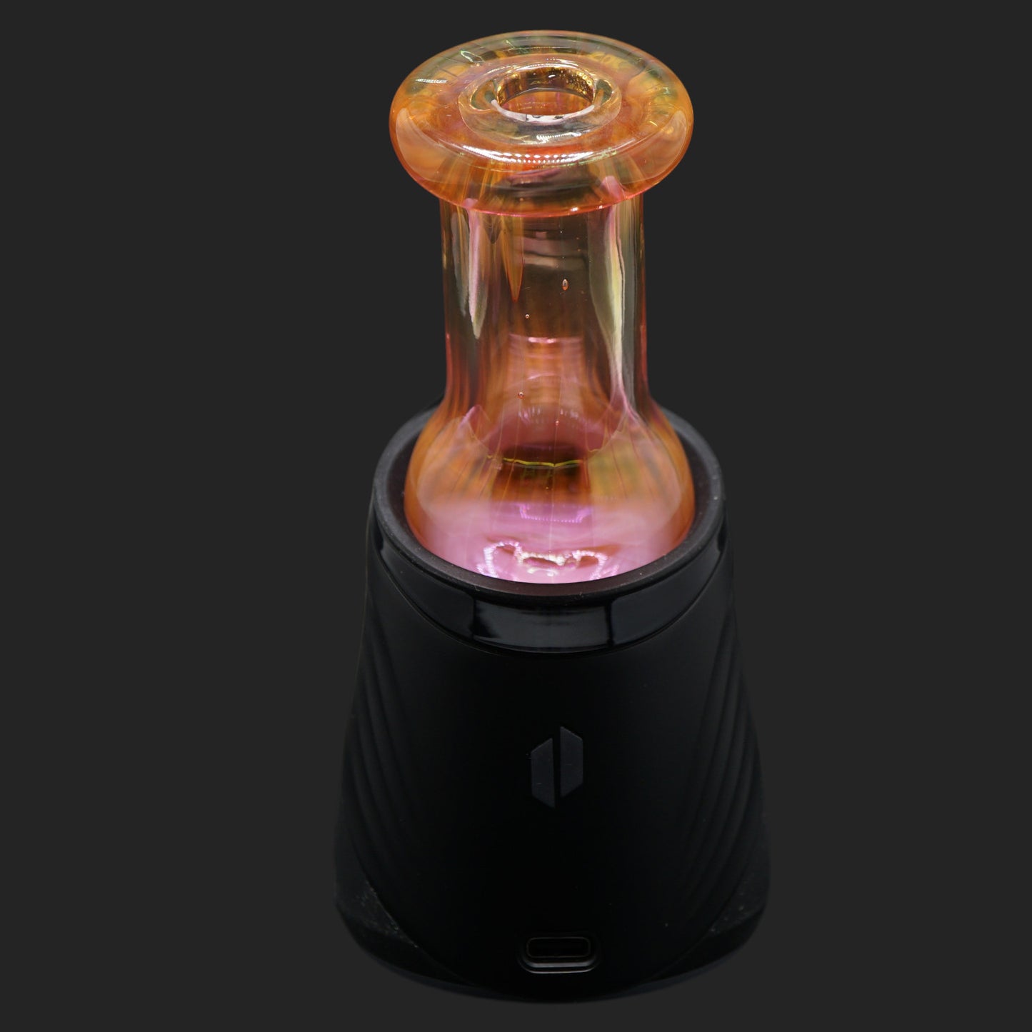 Custom Puffco Peak Pro Dry Top Amber Glow von Nobullglassworks mit .999 Silver und 24k Gold Fumed Finish