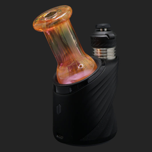 Handgefertigtes Nobullglassworks Amber Glow Dry Top für Puffco Peak & Peak Pro mit warmem Silver und Gold Fume Color Shift