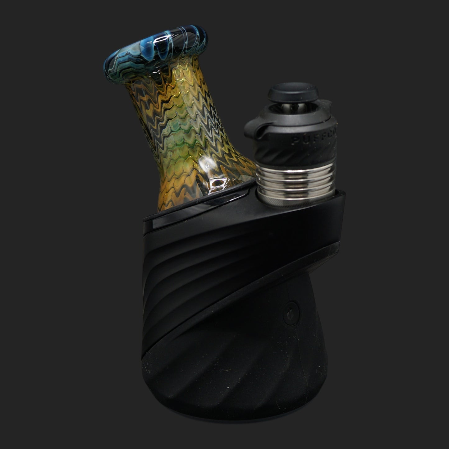 Nobullglassworks Blue Lagoon Dry Top 67 mm für Puffco Peak und Puffco Peak Pro mit Wrap & Rake und Silver Gold Fuming