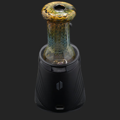 Custom Puffco Peak Pro Dry Top Forest Ember von Nobullglassworks mit Gold & Silver Fume Wrap & Rake Finish
