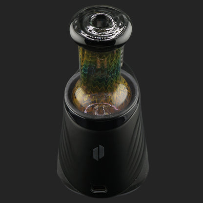 Custom Nobullglassworks Puffco Dry Top 72 mm mit schimmerndem Gold-Finish und direktem Airflow