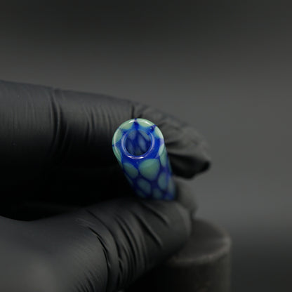 Premium blue borosilicate glass tip for joints close-up