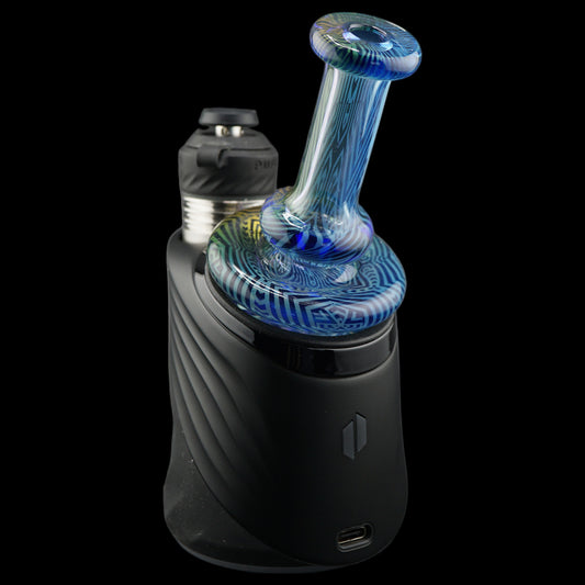 Puffco Peak Pro Glass Dry Top von Hefe Glass im Optical Wig Wag Pattern blue green