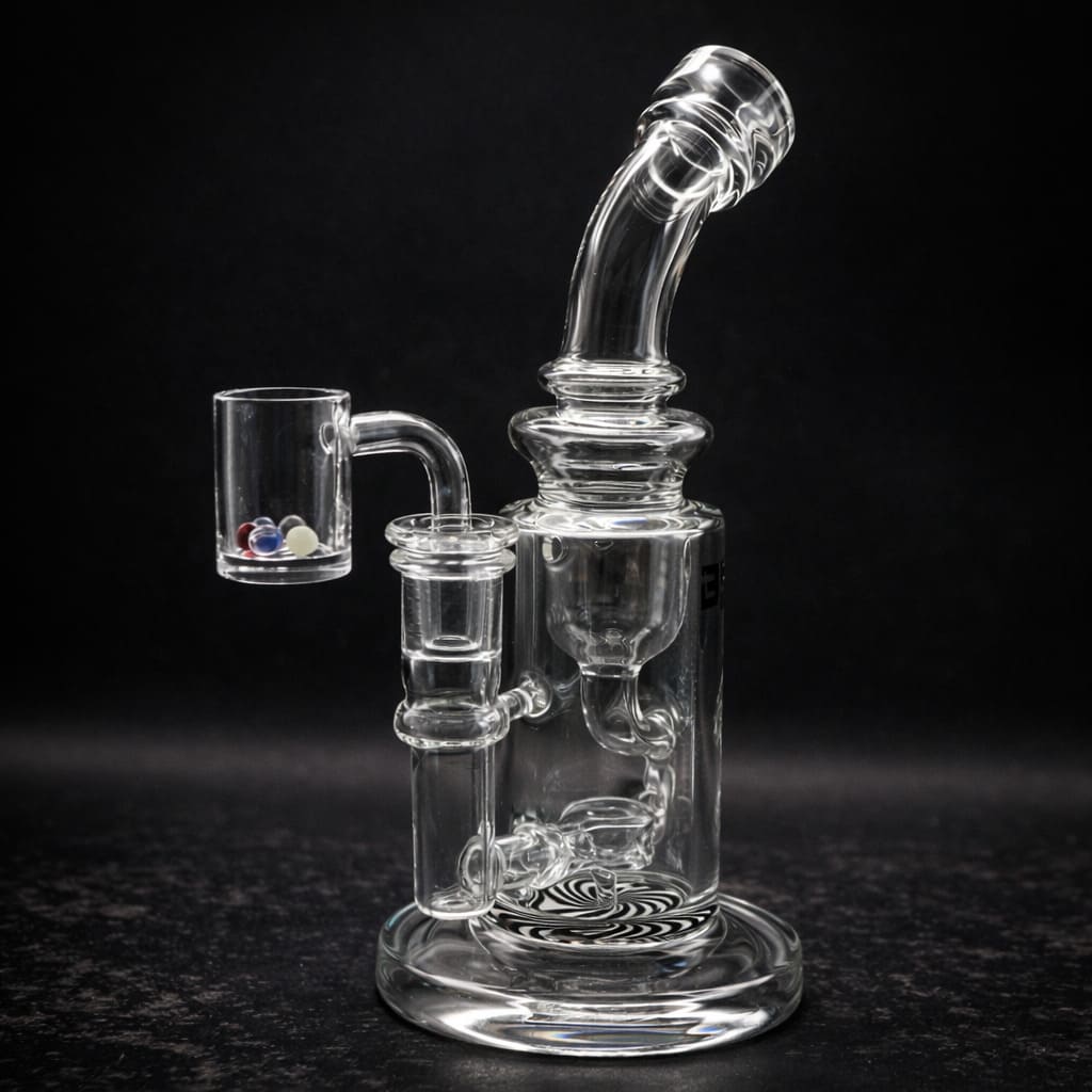 Recycler dab rig percolator detail clear glass internal filtration system