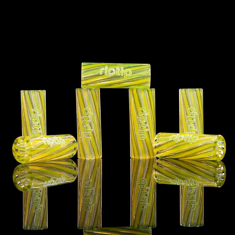 RipTip Dew Point glass tip in 9mm XL and 13mm yellow green design
