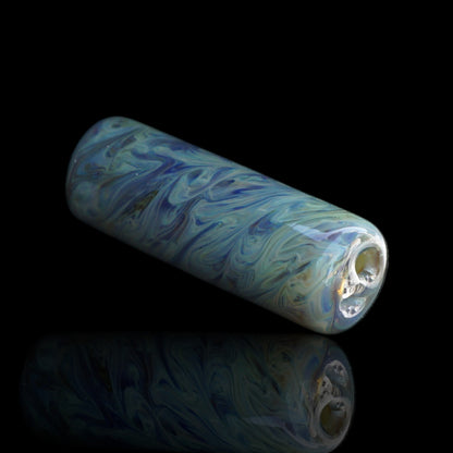 Handgefertigter Seafoam Veil Glastip mit eisblauem und türkisem Muster