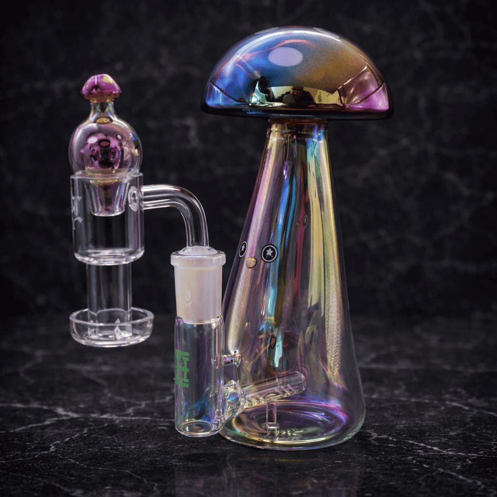 Mini Dab Rig mit Terp Slurper und Inline Perkolator im Mushroom Design