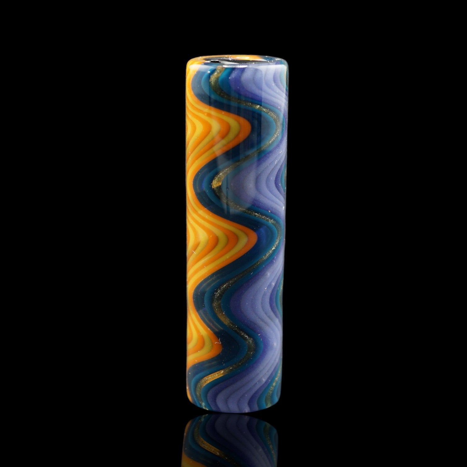 Handmade Tyeglassarts Aurora Current 11.3 mm glass joint tip with colorful flowing wave design