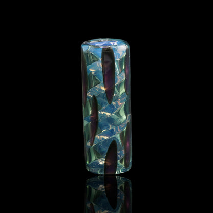 Handcrafted collector glass tip inspired by the deep ocean with layered blue borosilicate glass and artistic inlays