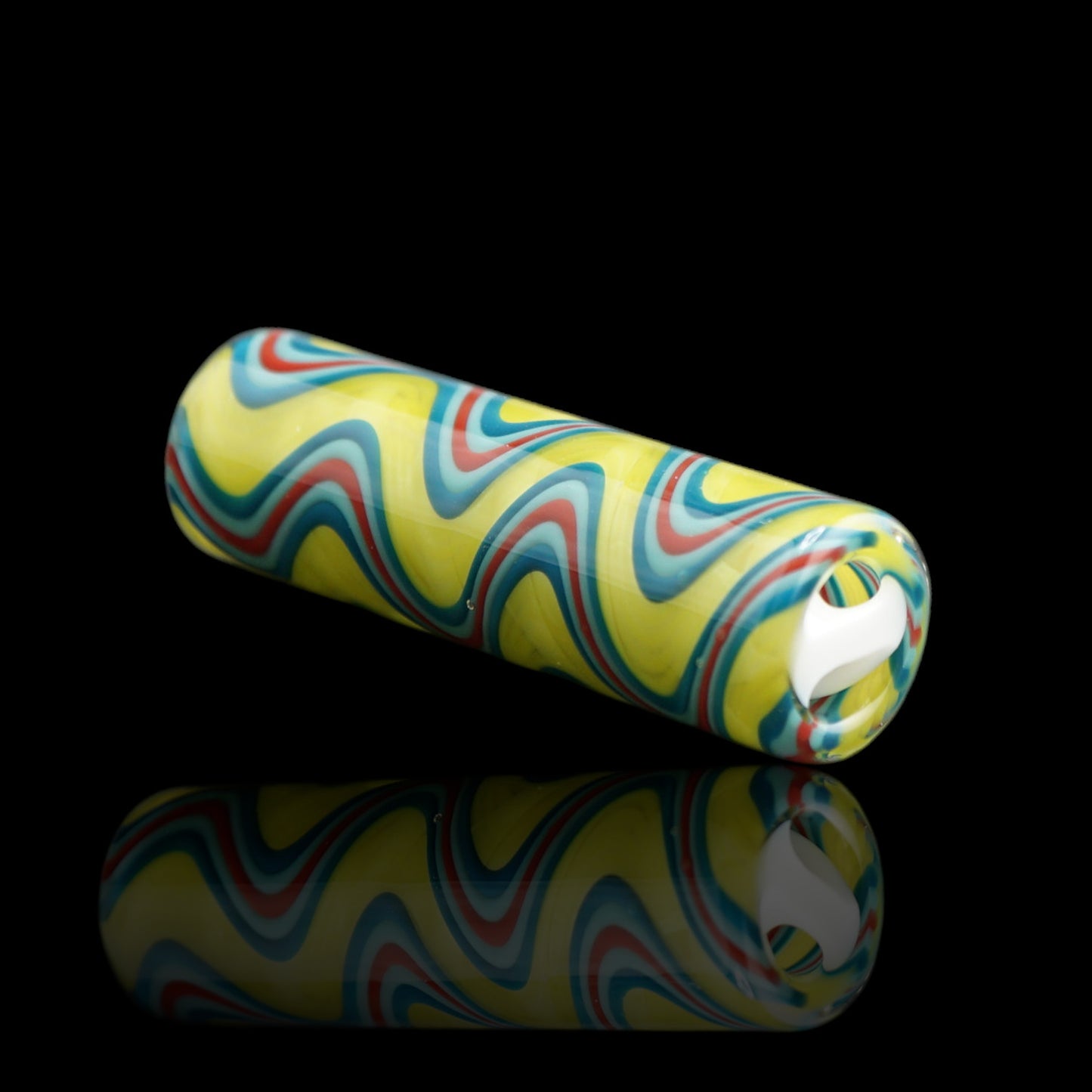 Tyeglassarts Lemon Mirage glass joint tip with vibrant lemon yellow and colorful flowing lines